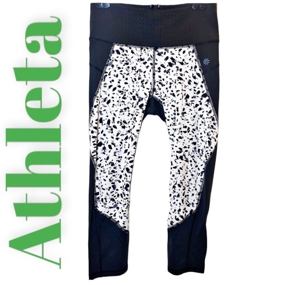 ATHLETA Stealth TruCool Black & White Capri Leggings, Size Small - Picture 2 of 11
